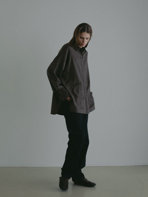 ハイカウントフラノオーバーサイズシャツ(F GREIGE): トップス │ ETRE