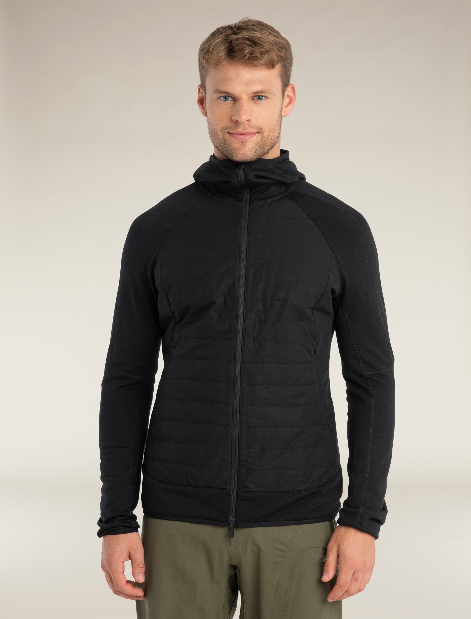 Men's Merino Blend Quantum Hybrid Long Sleeve Zip Hoodie | icebreaker