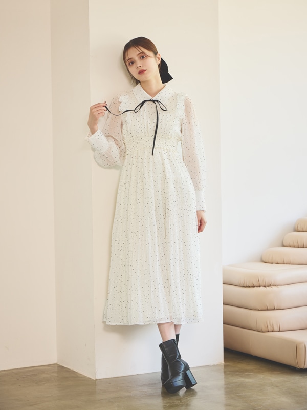 タックフリル襟ワンピース｜evelyn（エブリン）公式通販サイト