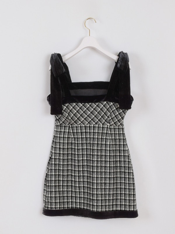 リボンベロアチェックワンピース｜evelyn（エブリン）公式通販サイト