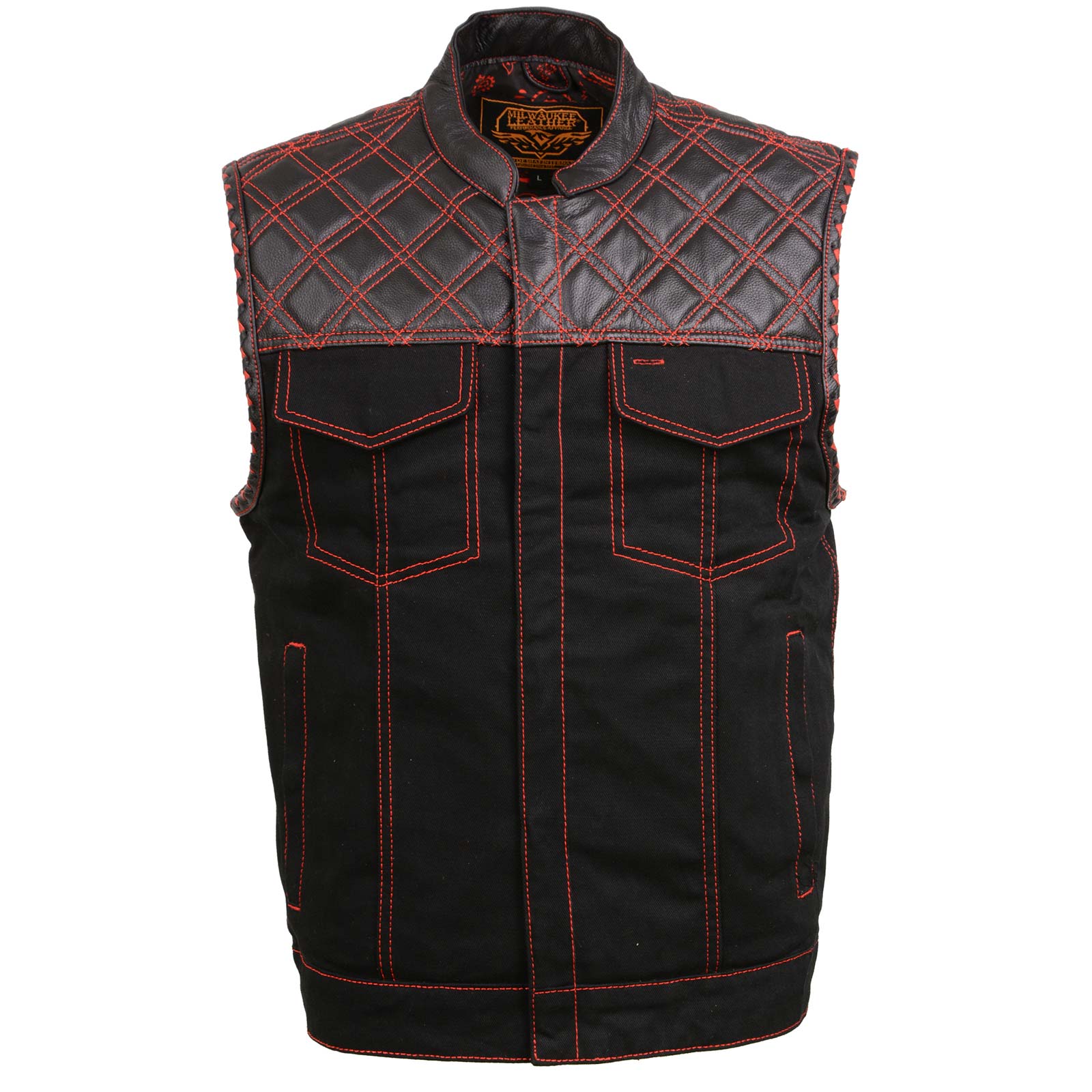 Milwaukee Leather MDM3036 Men's Wrecker Club Vest – Black Denim