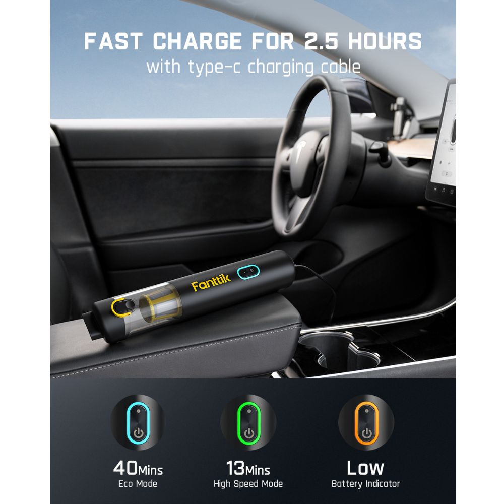 Fanttik Slim V8 Apex Car Vacuum - 4-in-1 Multifunctional Mini Vacuum