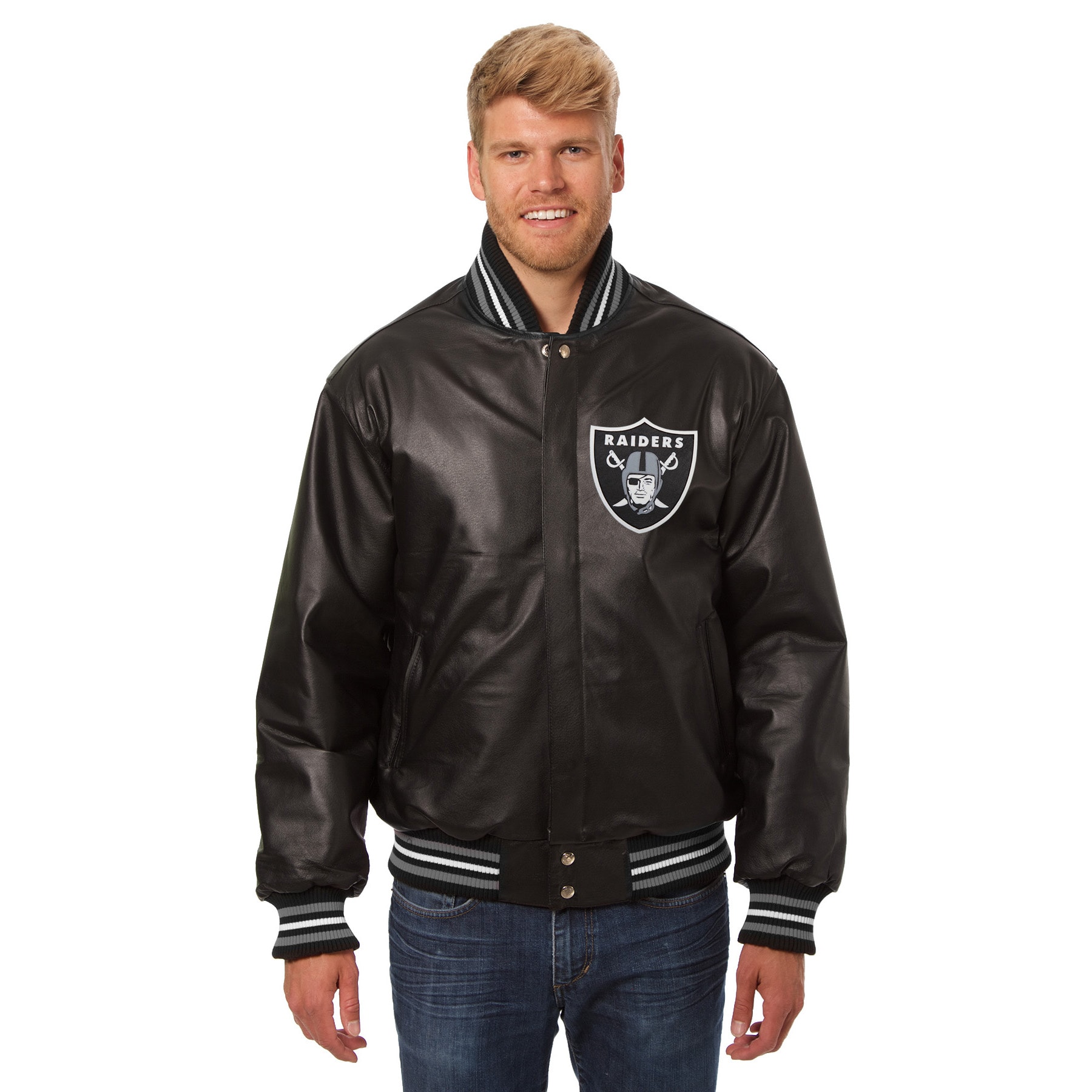 Men's Las Vegas Raiders JH Design Black Leather Jacket