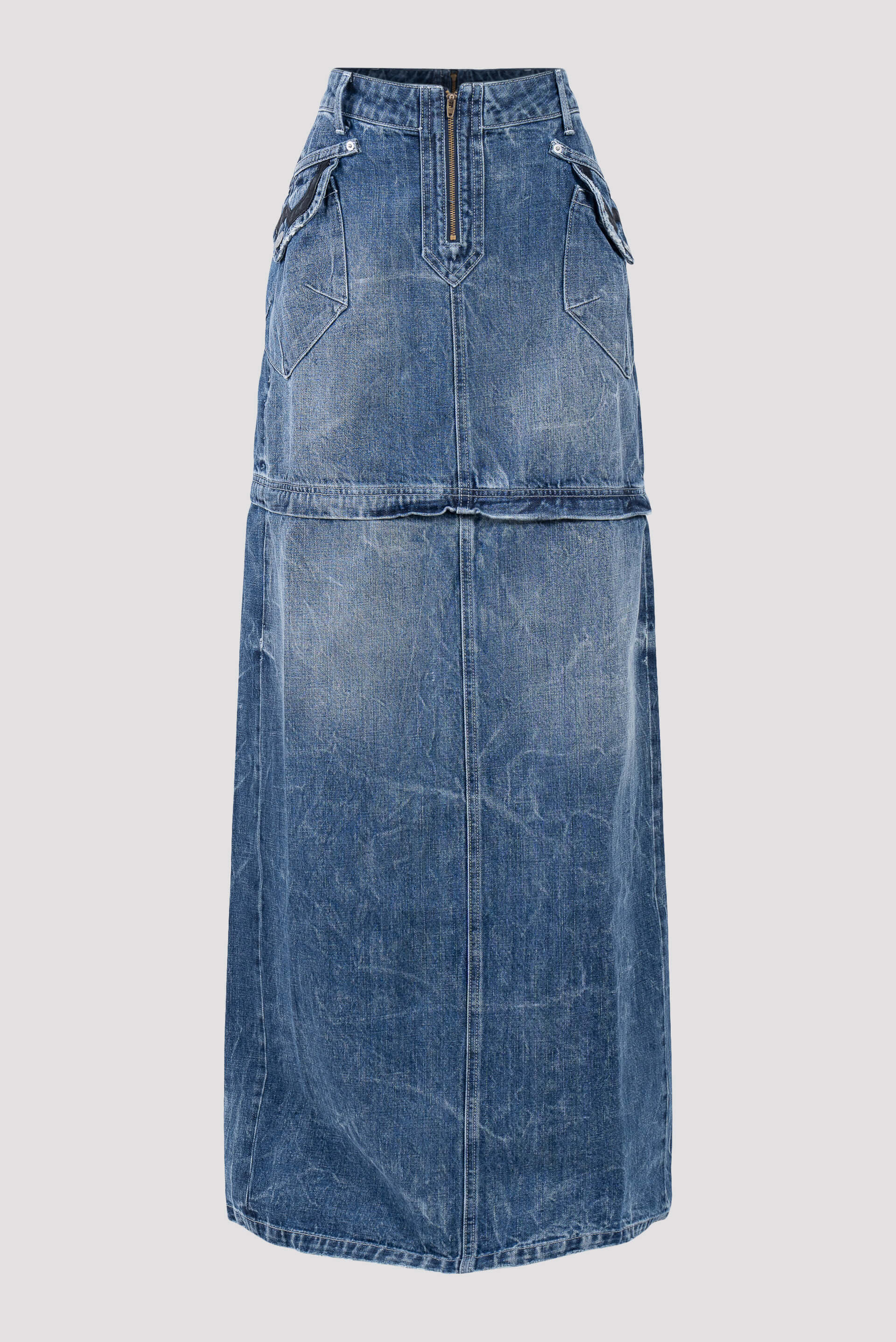 Martine Rose Zip Off Denim Maxi Skirt