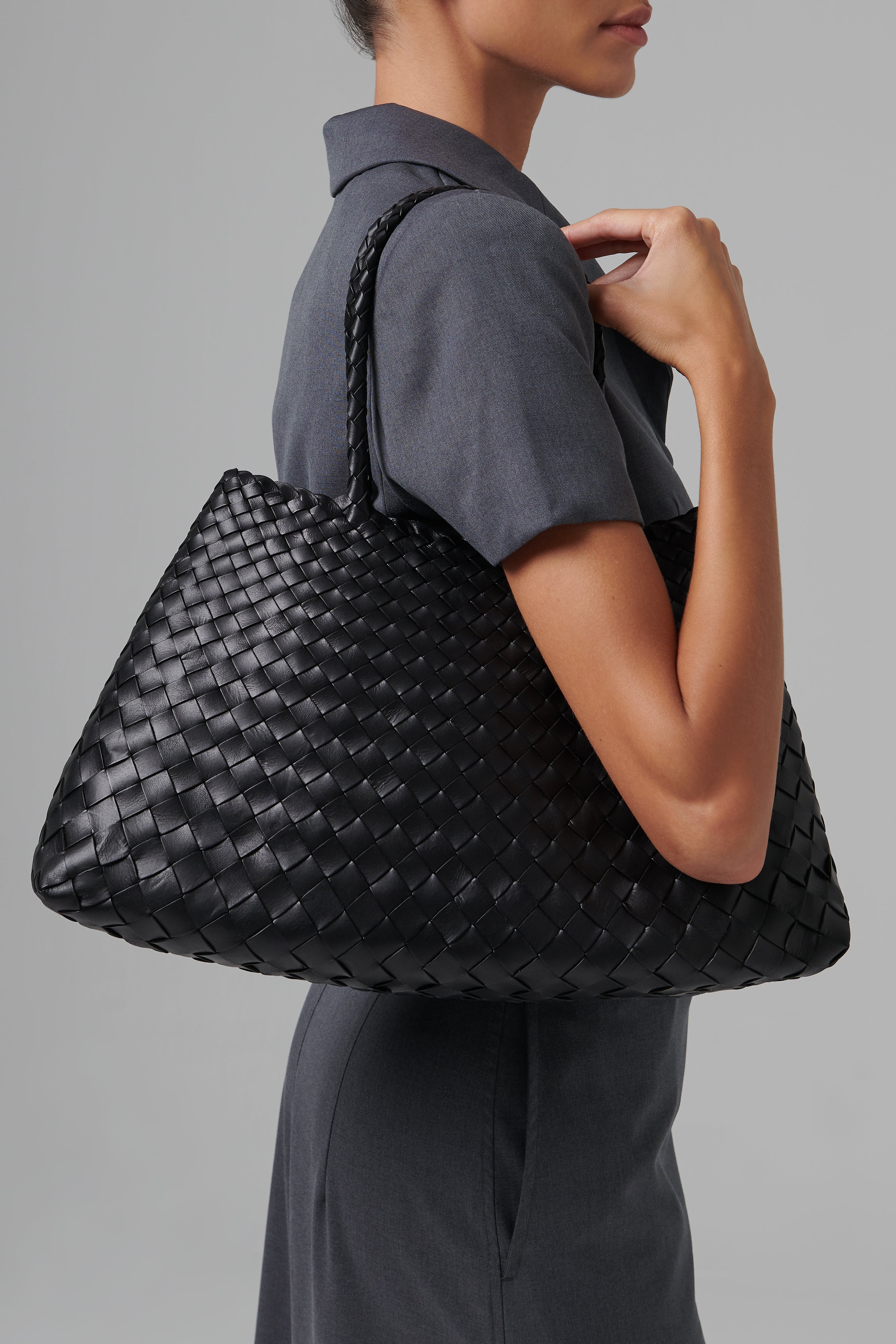 Dragon Diffusion Black Santa Croce Big Leather Tote