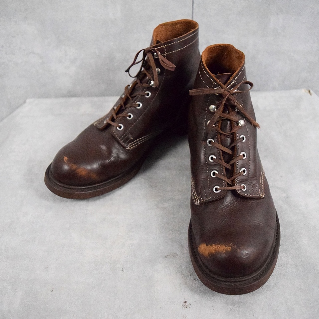 70s 70年代 レースアップブーツ 茶色 ブラウン 革靴│ヴィテージ古着屋
