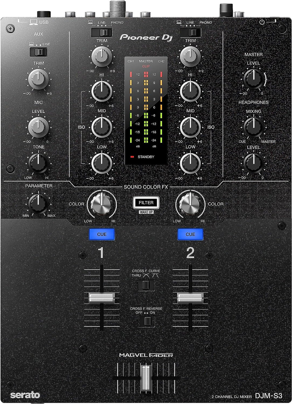 Pioneer DJ DJMS3 Serato-ready 2-channel DJ Mixer