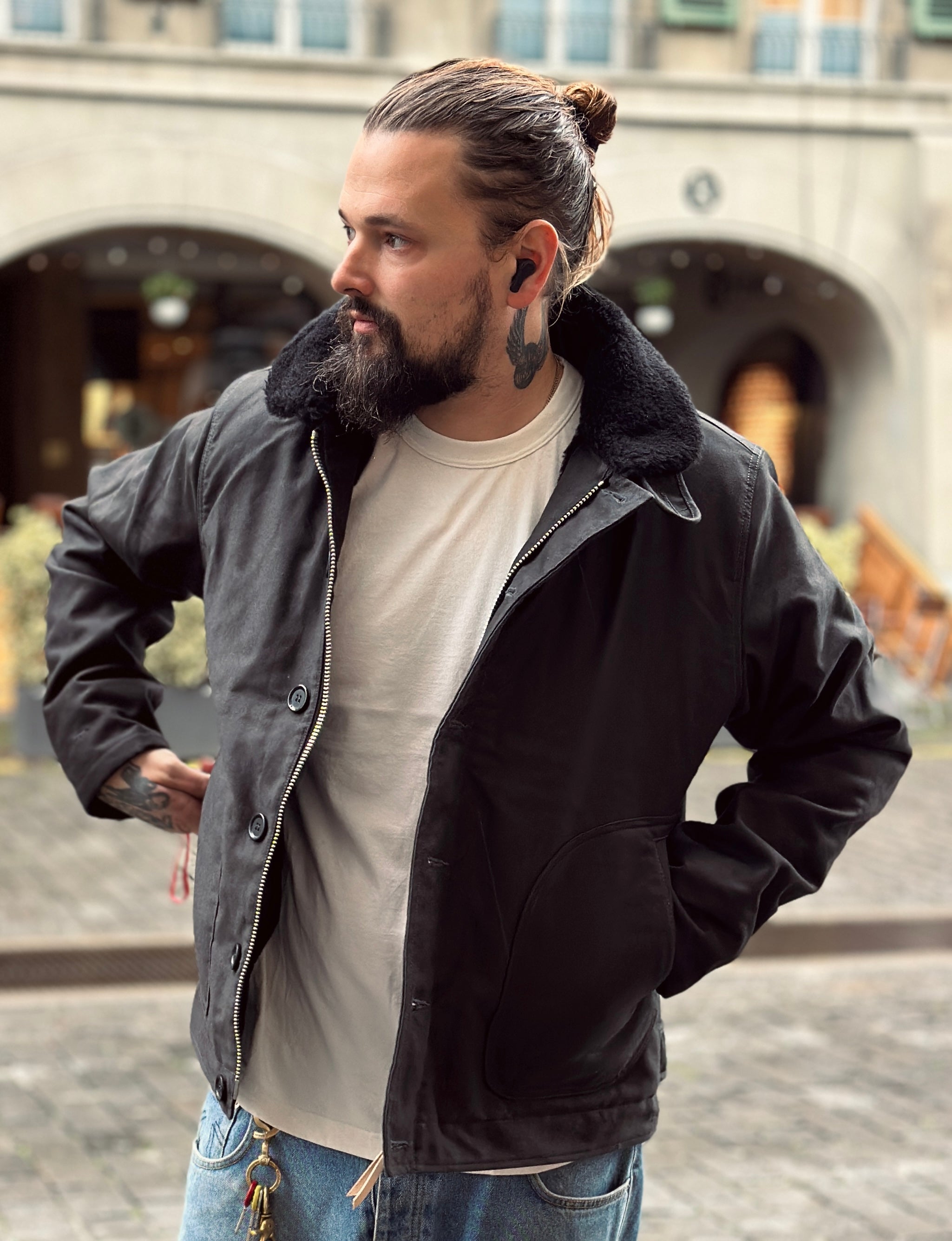 Iron Heart | IHM-35-BLK | Whipcord N1 Deck Jacket | Black – FEINFRACHT