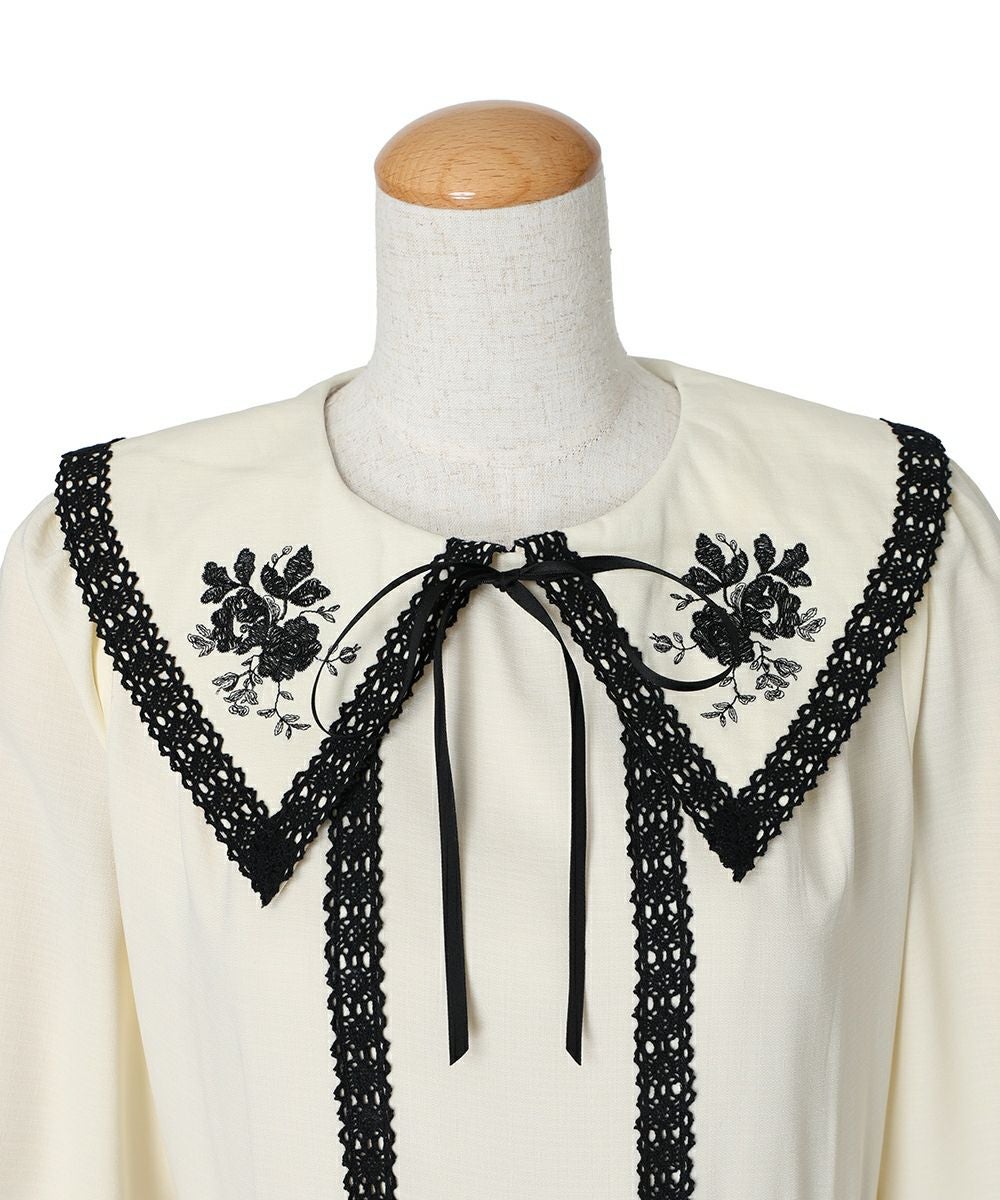 トーションレース使い刺繍衿ワンピース/an another angelus