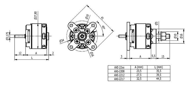 AXi 400 2212/34 Outrunner Brushless Motor