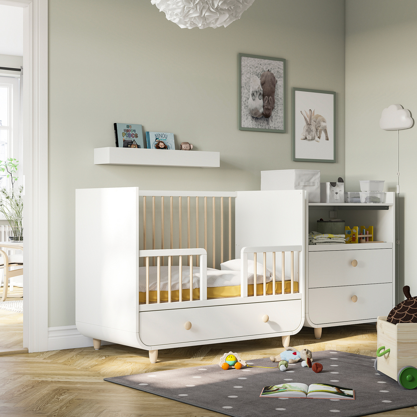 MYLLRA cot with drawer white - IKEA