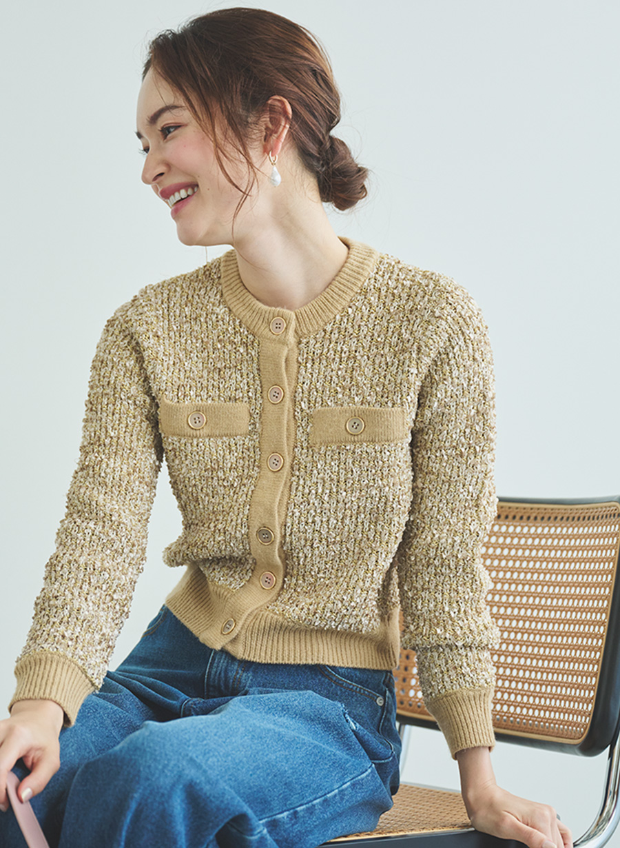 ツイード調ニットカーディガン｜LOUNIE（ルーニィ）公式サイト／公式