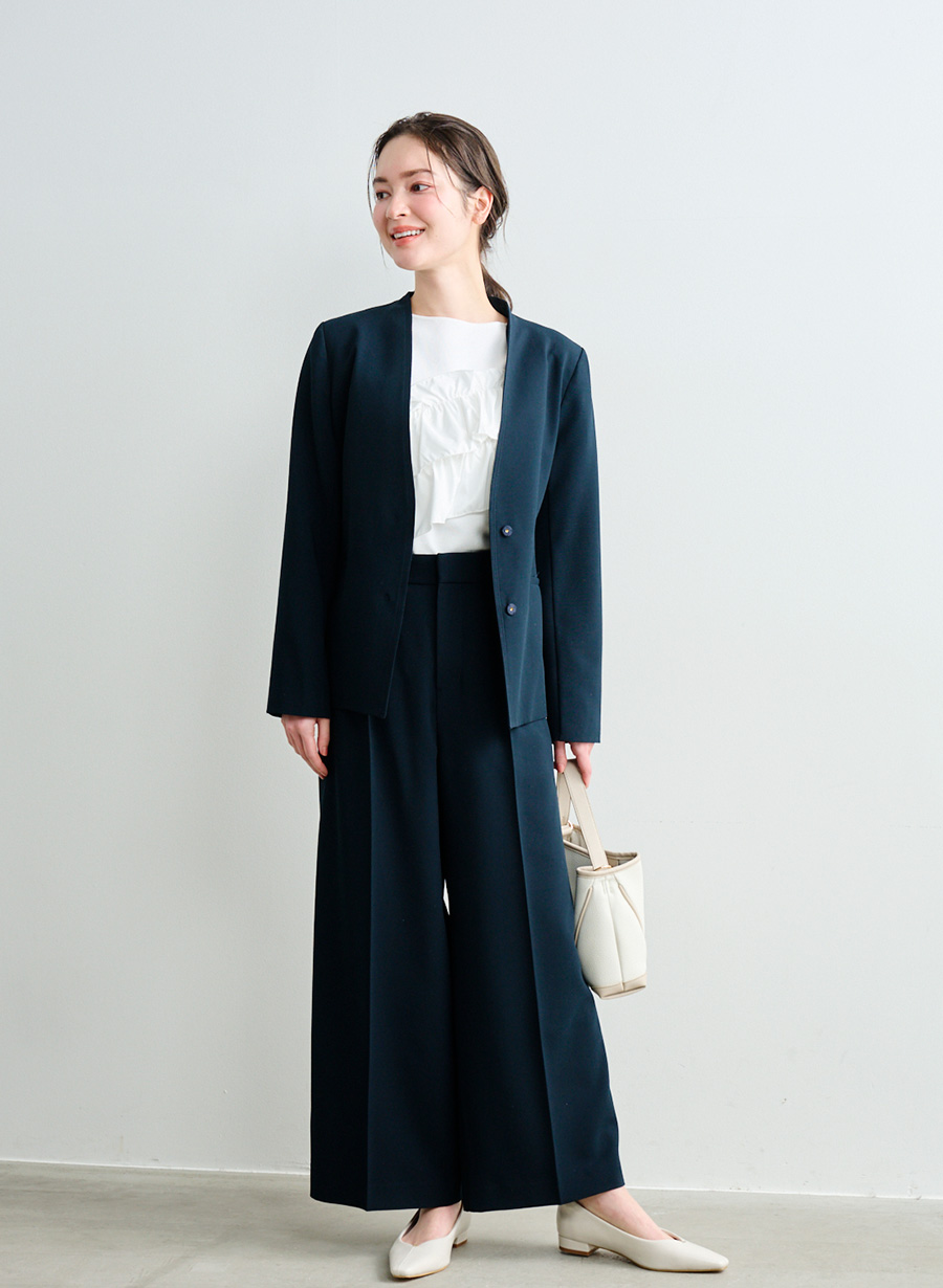 ツイルストレッチノーカラーベルトジャケット｜LOUNIE（ルーニィ）公式