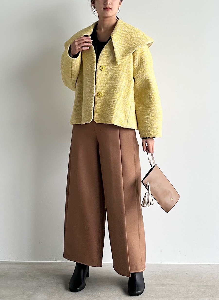 EC限定】ビッグカラーヘリンボンショートコート｜LOUNIE（ルーニィ