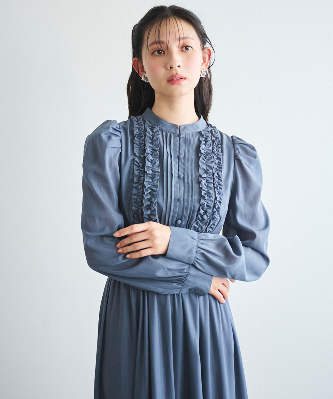 ONLINE限定低身長サイズあり】フリルデザインフレアワンピース｜PETAL