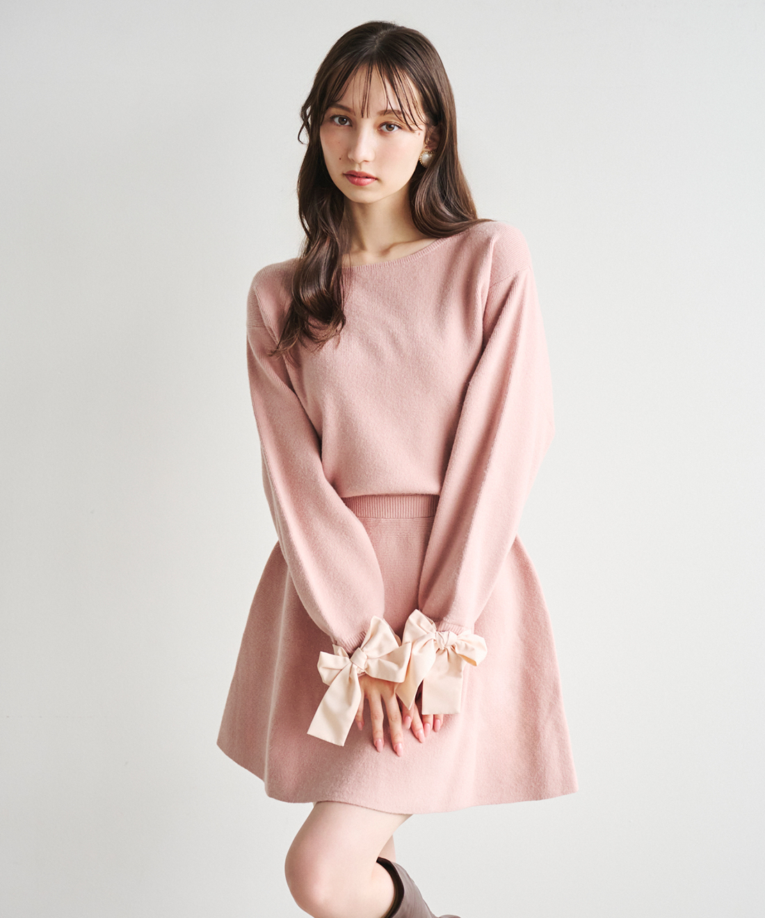 リボンスリーブミニニットワンピース｜PETAL ONLINE（ペタルオンライン）