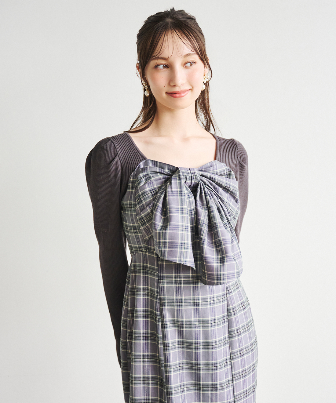 ニットドッキングチェック柄ワンピース｜PETAL ONLINE（ペタルオンライン）