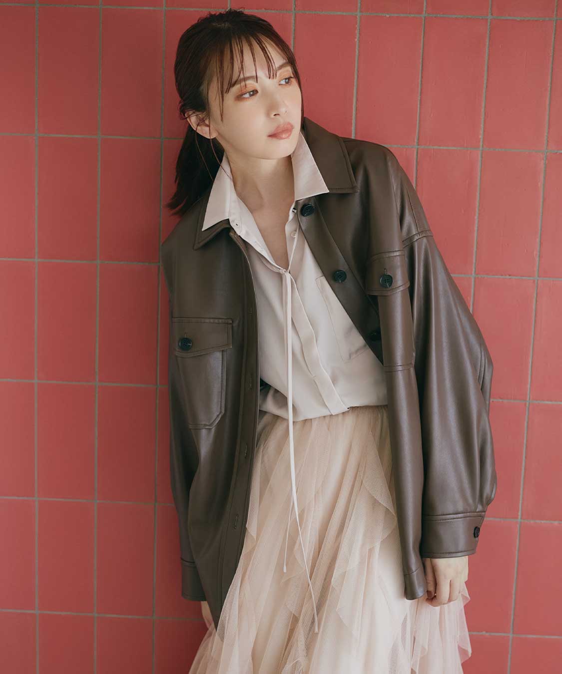 シャツライクレザーブルゾン｜PETAL ONLINE（ペタルオンライン）