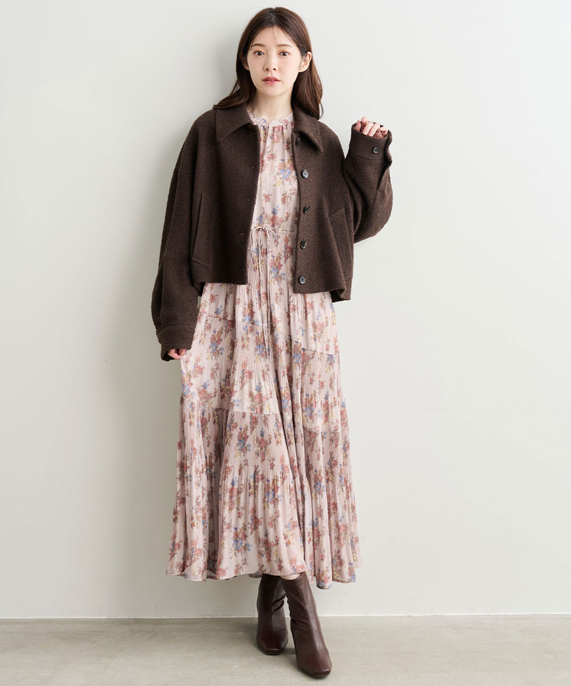 フラワープリントプリーツティアードワンピース｜PETAL ONLINE（ペタル