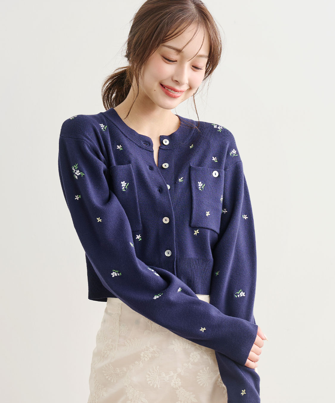 小花/ハート刺繍ニットカーディガン｜PETAL ONLINE（ペタルオンライン）