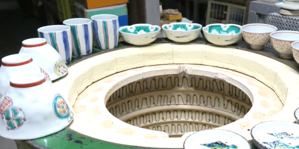 絵変り三寸角皿(5枚一組） / 九谷美陶園