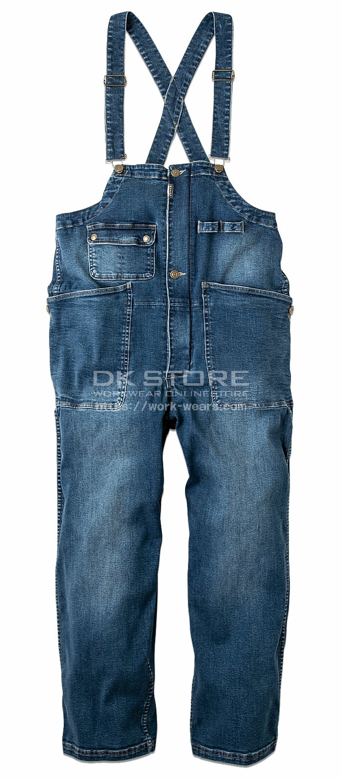 GE-660 ボーダレスデッキパンツサロペット（オーバーオール）【通年用