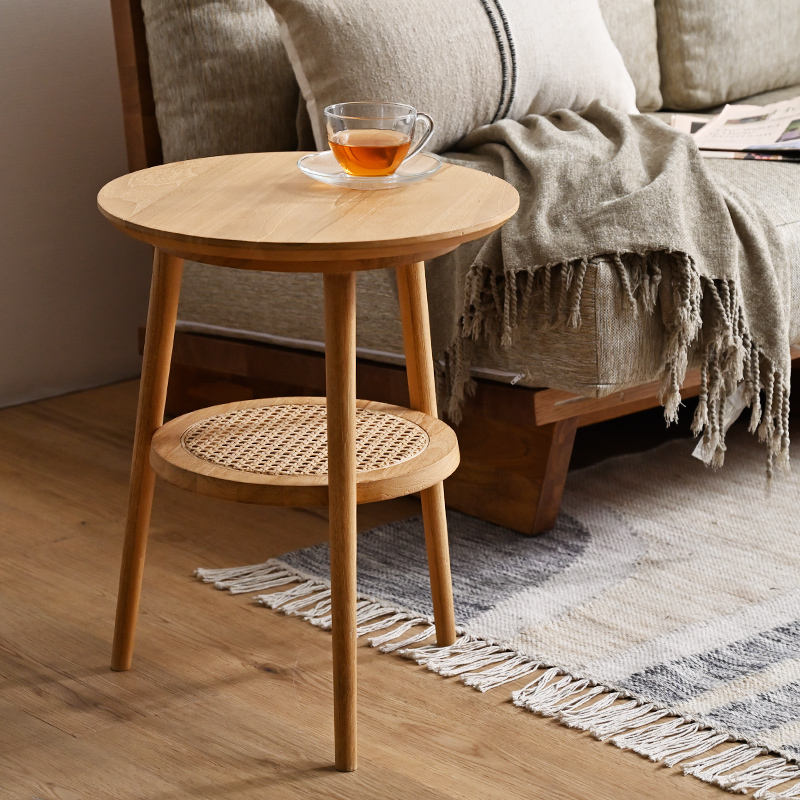 T038XP チーク無垢材 ラタン サイドテーブル | 【SR-net】Sunflower