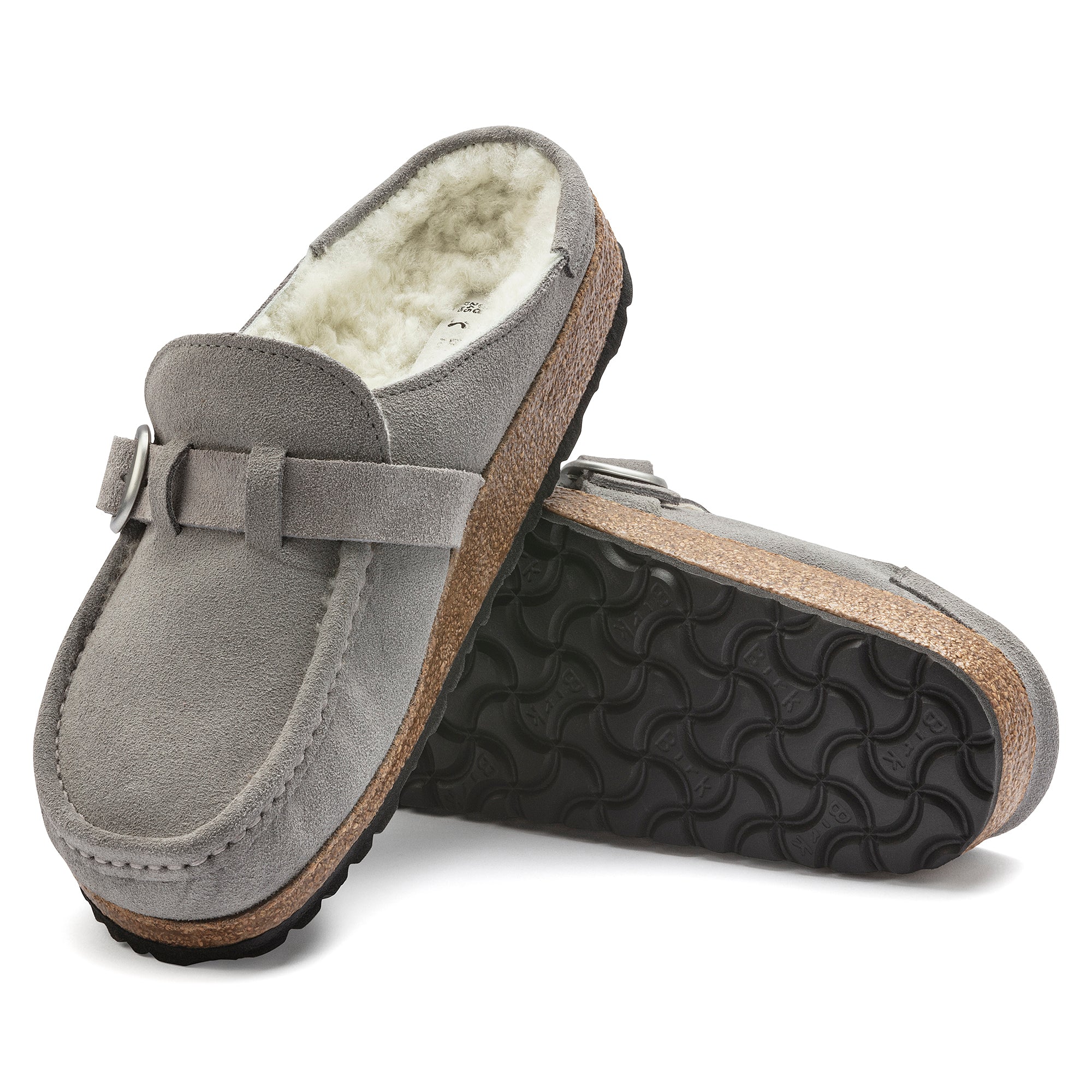 Birkenstock Buckley Shearling stone coin suede/natural shearling