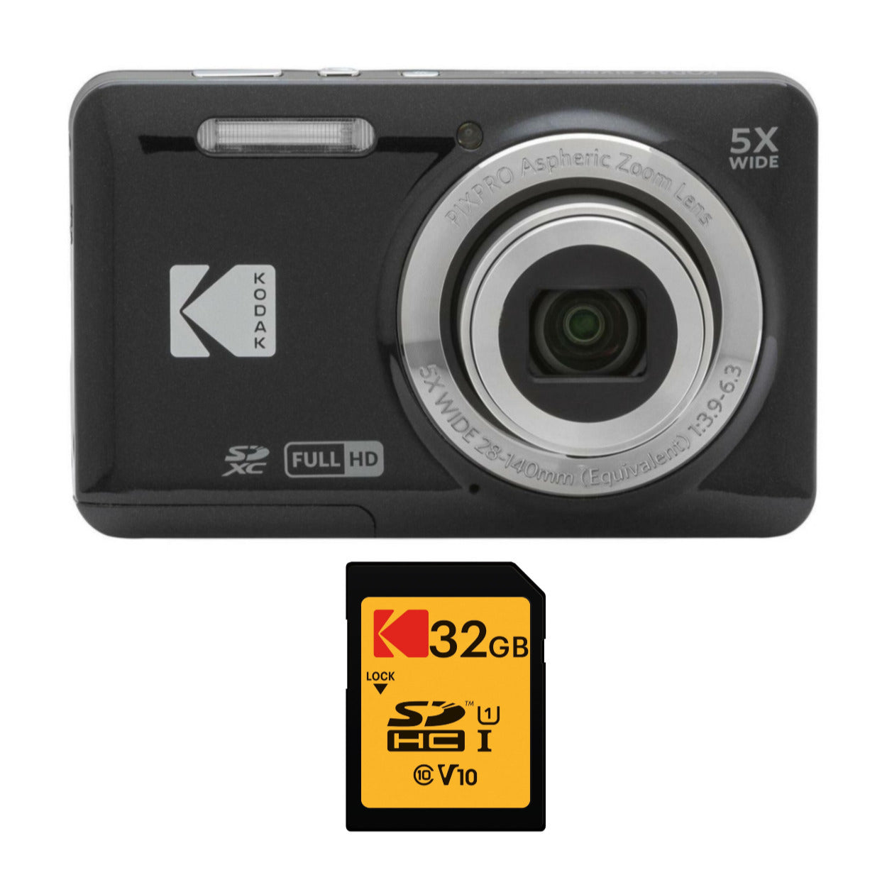 Kodak PIXPRO Friendly Zoom FZ55 Digital Camera (Black) with 32GB