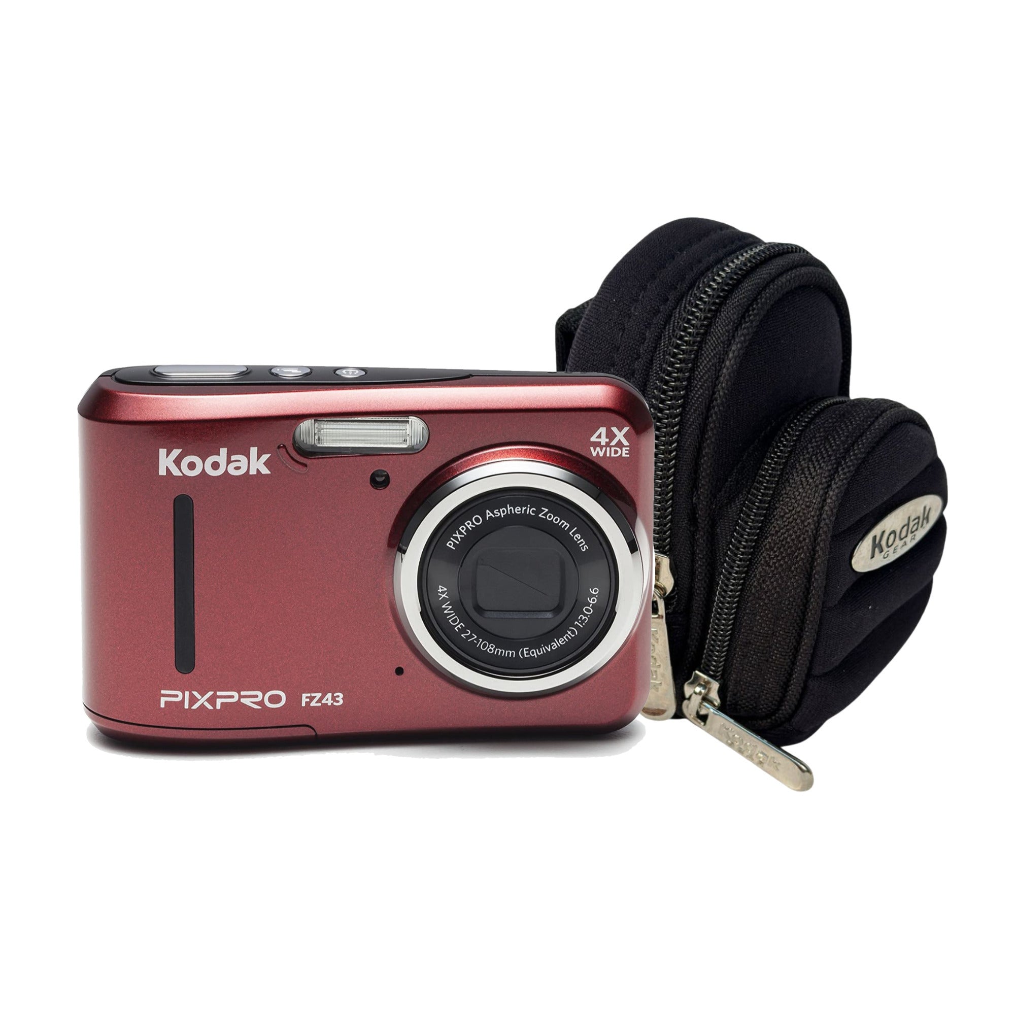 KODAK PIXPRO FZ43 16 MP Digital Camera (Red) with Camera Case