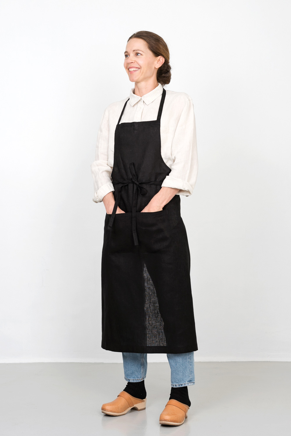 リネン フルエプロン ブラック | fog linen work