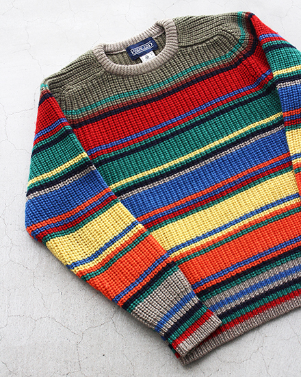 VINTAGE】90s LANDS'END Multi Border Knit 