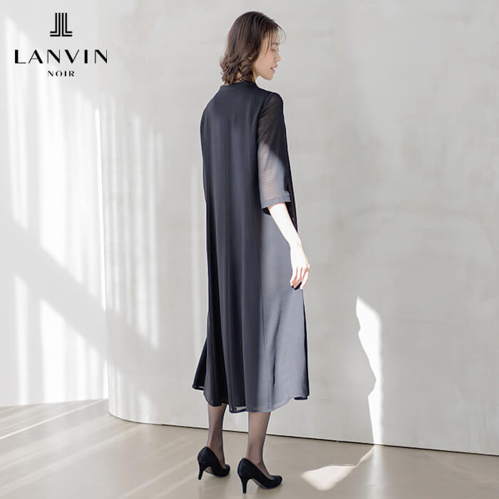 リボンアクセントのロングワンピース 9号・ブラック｜東京ソワール