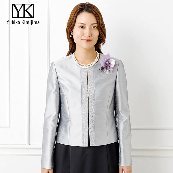 シャンブレーシャンタンのジャケット 9号・グレー｜東京ソワール