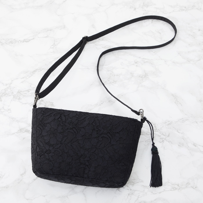 レース素材の2WAYポシェットバッグ ・ブラック｜東京ソワール