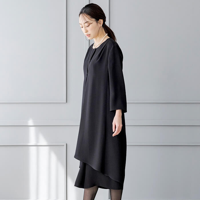 洗える｜一枚仕立てのロング丈ジャケット M・ブラック｜東京ソワール