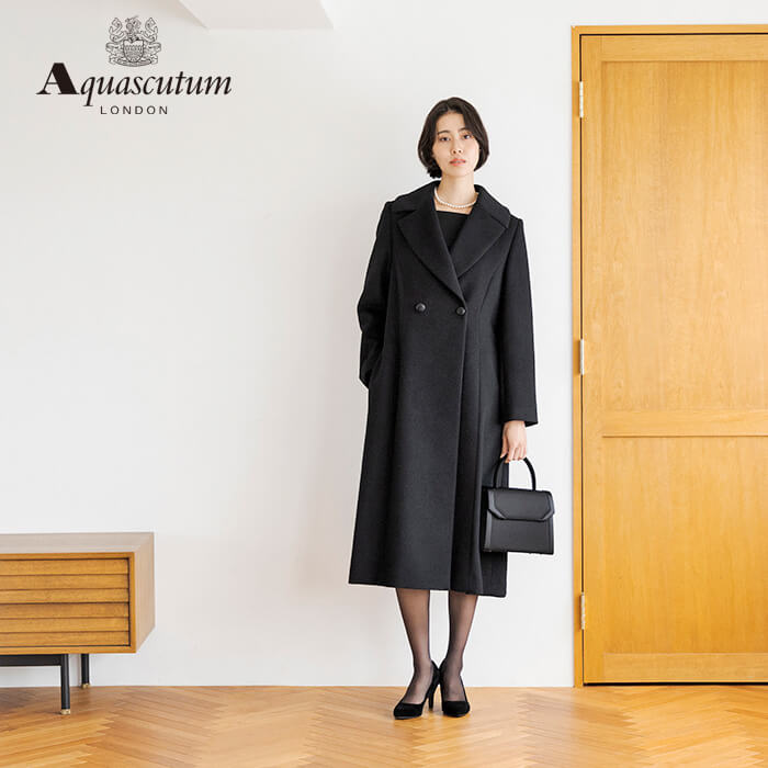 アンゴラ混のクラシカルなコート L・ブラック｜東京ソワール