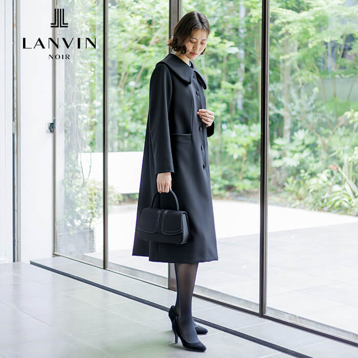 アールデコ100周年記念・ビッグショールカラーのコート L・ブラック