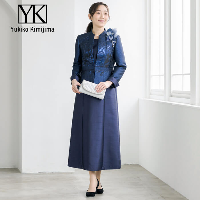 品格漂うラメジャカードジャケット 9号・ネイビー｜東京ソワール