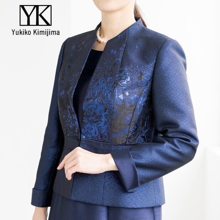 品格漂うラメジャカードジャケット 15号・ネイビー｜東京ソワール