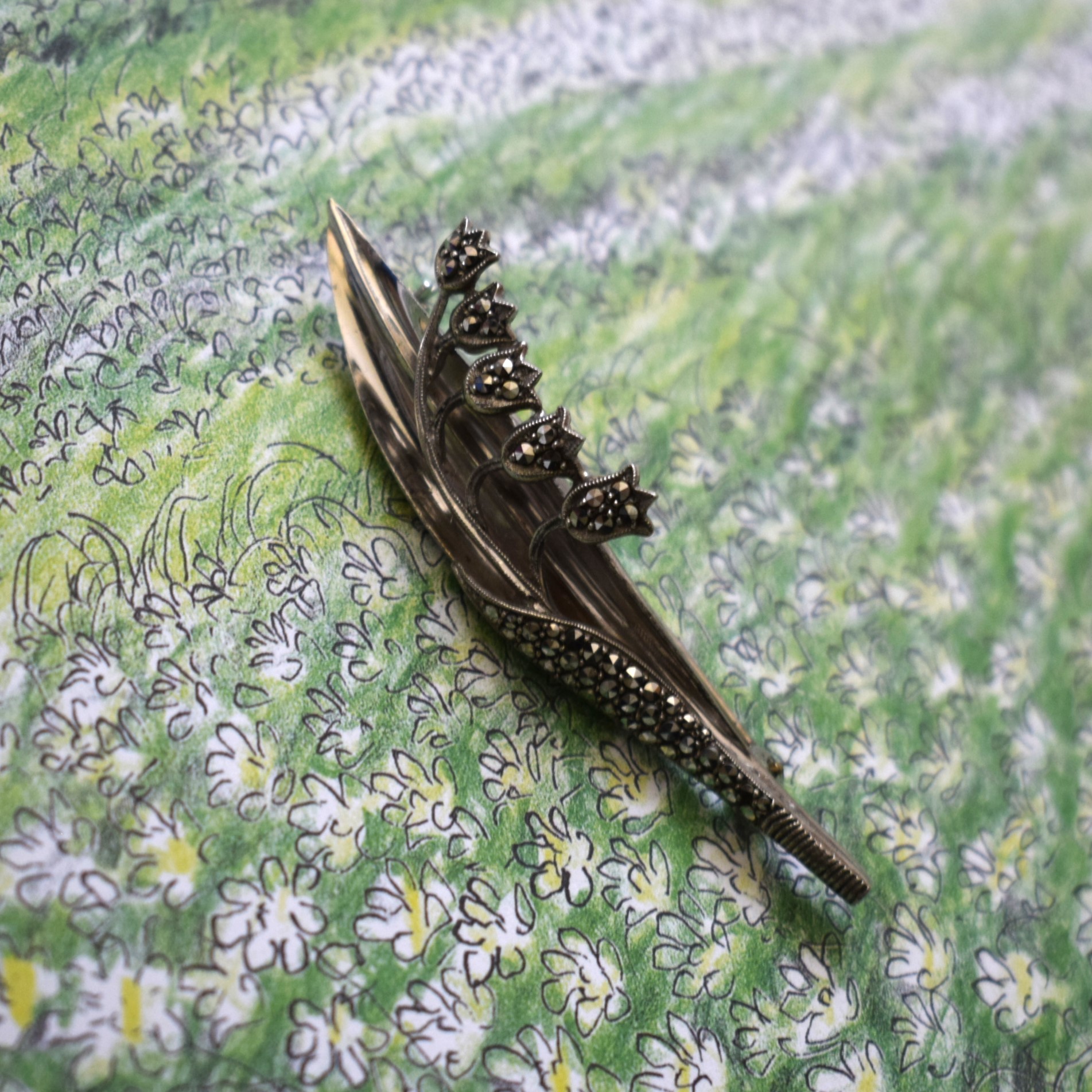 スズラン・鈴蘭 / アンティークブローチ・銀細工 / スウェーデン