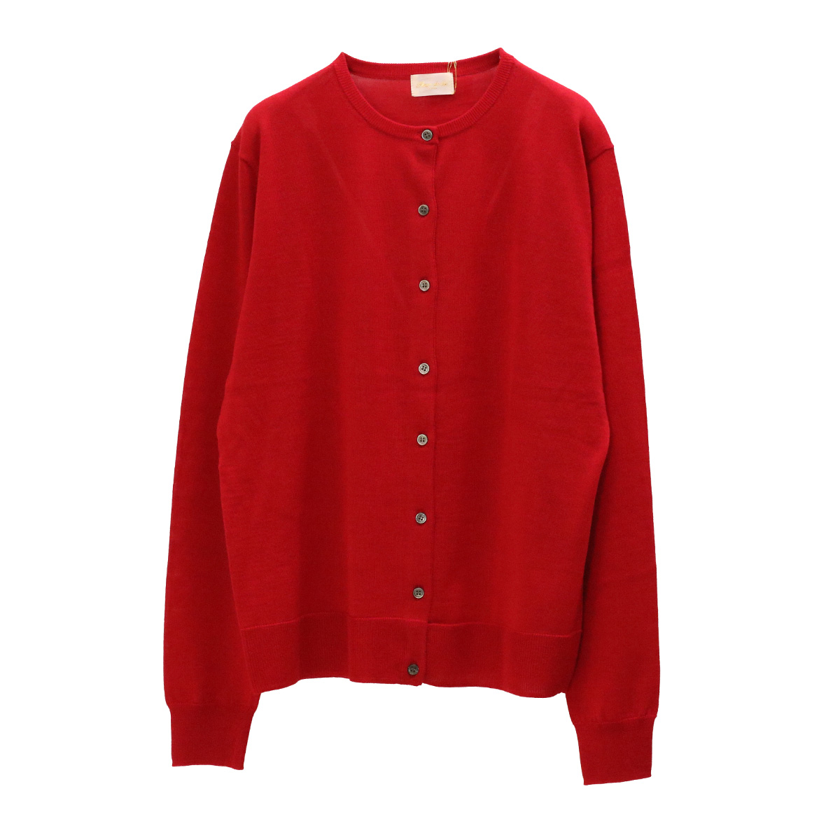 メリノウールクルーネックニットカーディガン 71 レッド【Fleur de lis