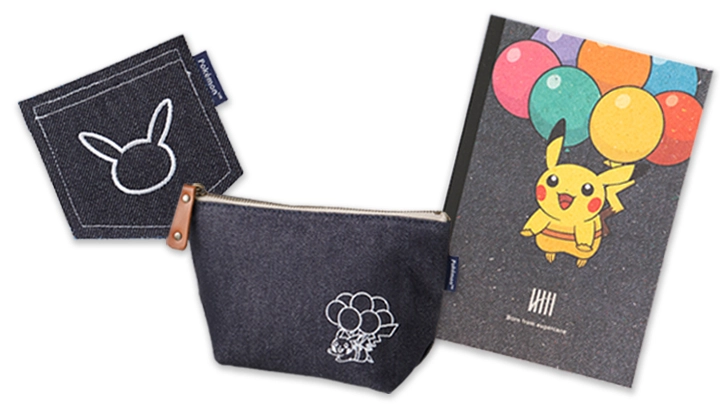 デニムポーチ・コースター・ノート｜そらとぶピカチュウプロジェクト