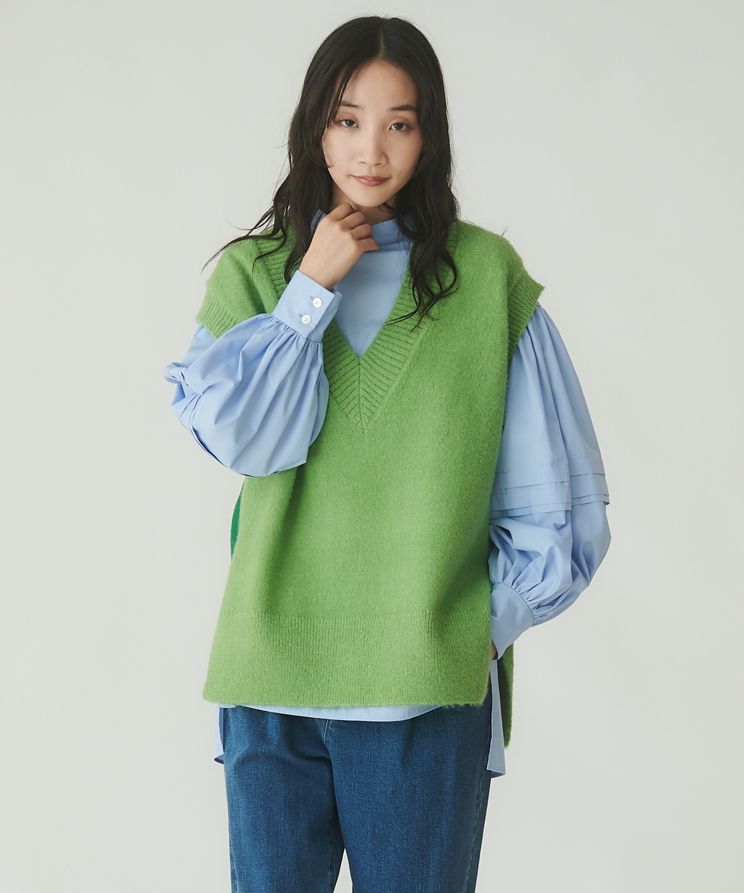 ミックスヤーンミドルゲージニットベスト– FACE SANS FARD