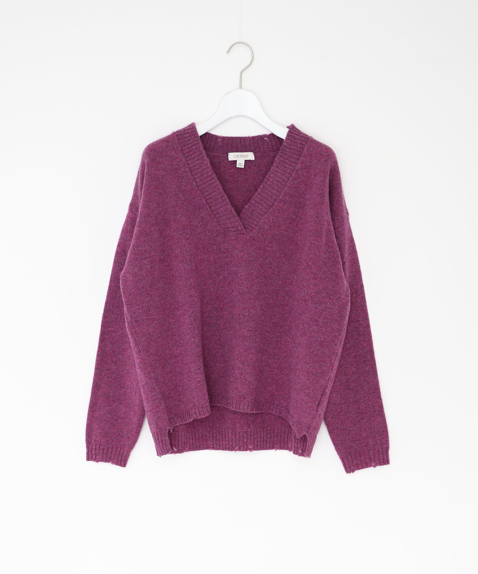 Vネックダメージニット｜CROSSLEY – FACE SANS FARD