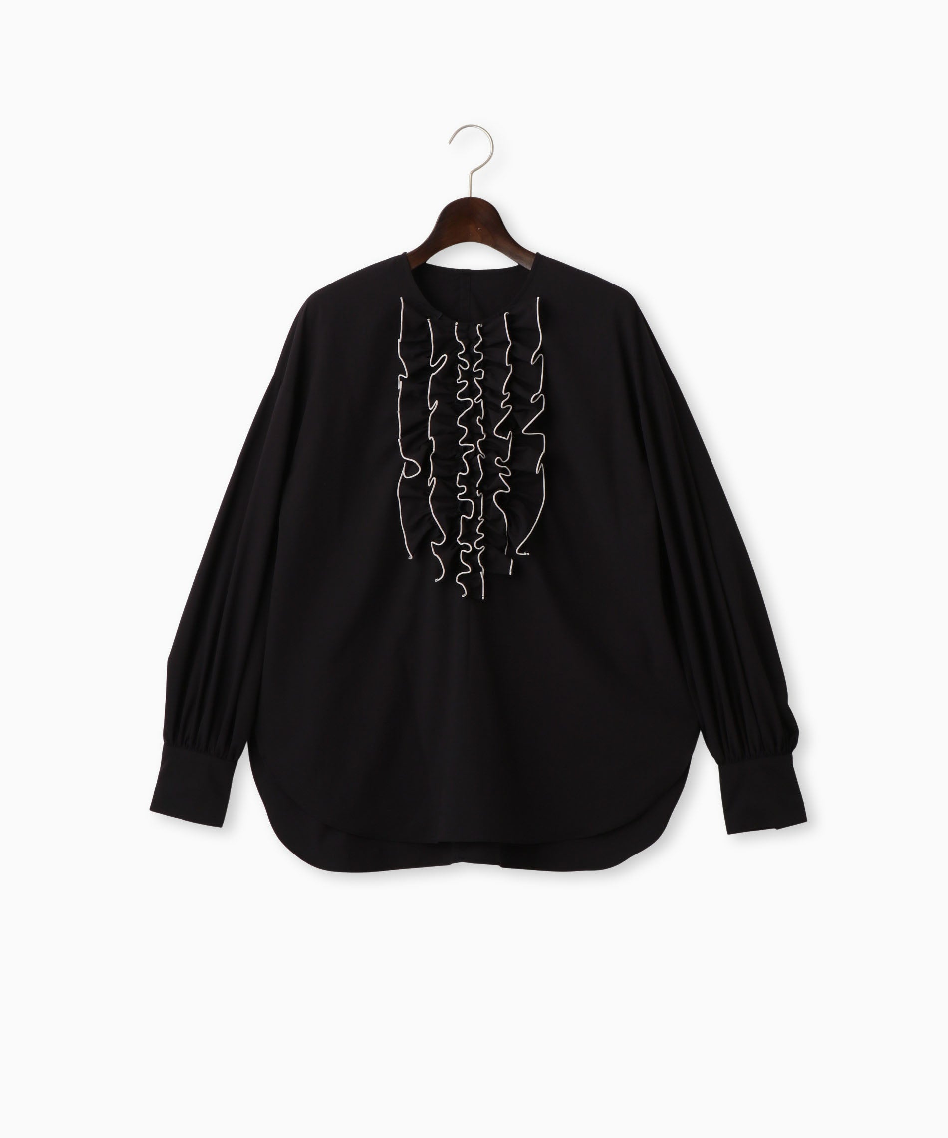 ノーカラーフリルブラウス – FACE SANS FARD