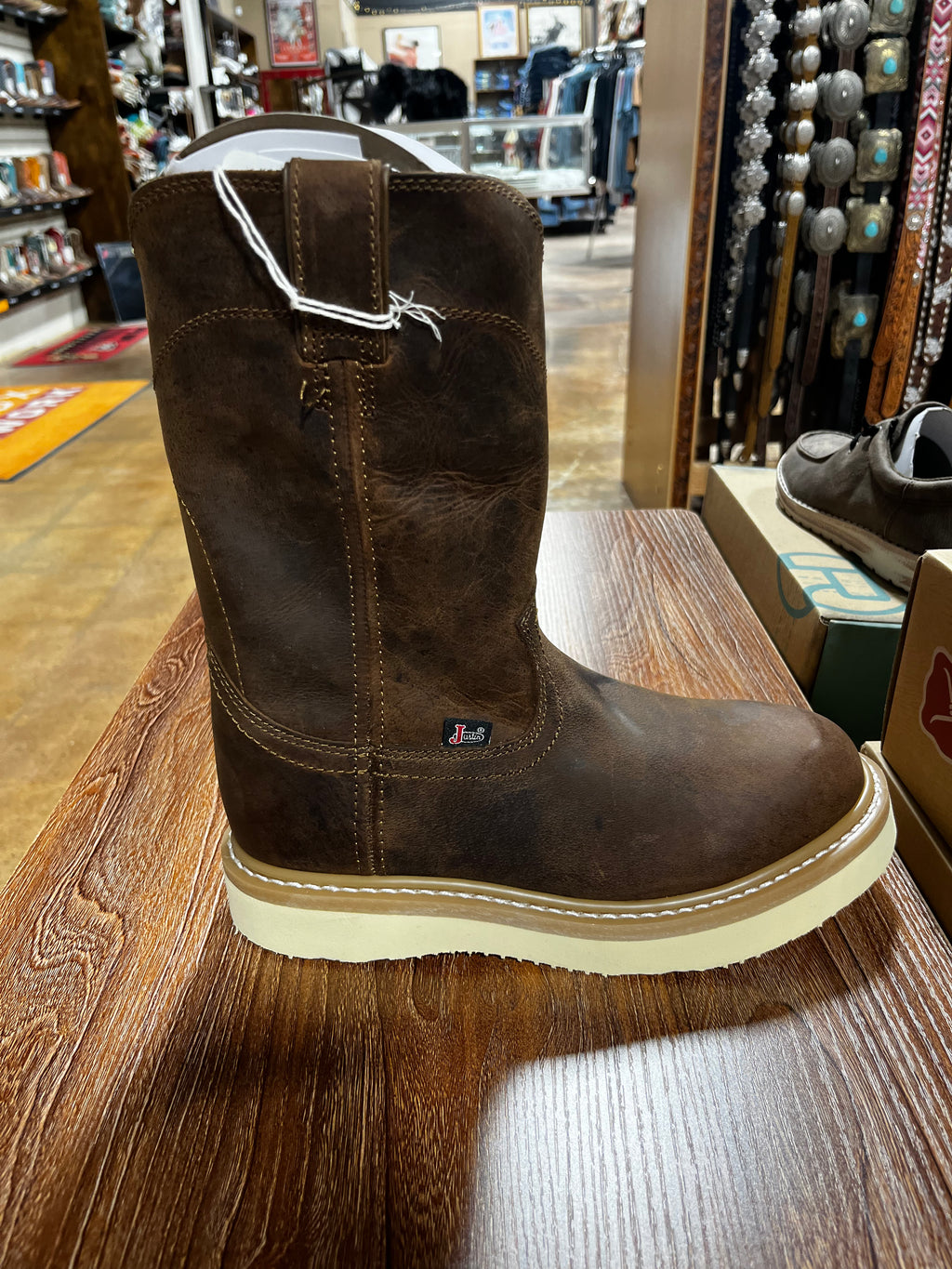 Justin Men's Pecan Brown Water Buffalo Round Toe Boot(OW4710