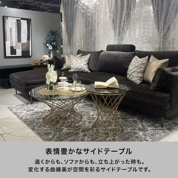 マーリア サイドテーブル クリア×ブラック φ500 | Francfranc（フラン