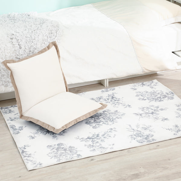 デザインプリントラグ クラシックフラワー S 1400×1000 ライトグレー