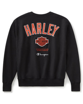 Harley-Davidson Champion Fanatic Crew Neck Sweatshirt - Black Orange
